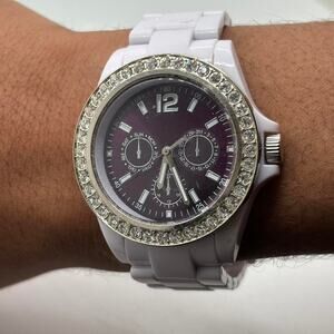 Silver & purple mens watch